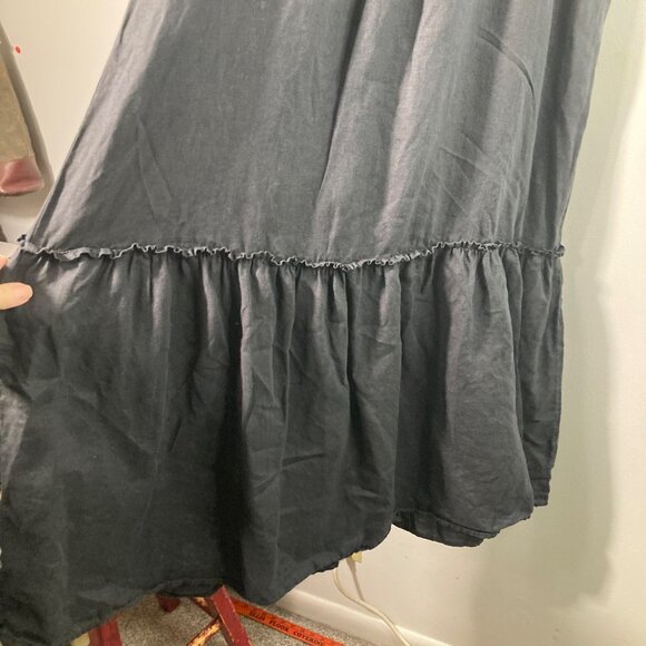 Womens Joie Tiered Linen Midi Sundress Black L Linen Mild fade - Picture 6 of 11